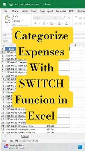SWITCH Formula to Auto-Categorize Expenses in Excel 🔥 | Budget Hack!