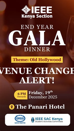 IEEE Technical University of Mombasa Student Branch on Instagram: "💥 Note: *VENUE CHANGE* 💥 The IEEE Kenya Section End Year Gala Dinner is happening on 19th December from 6 PMregistration is *ONGOING!* 📌Dress code - *Old Hollywood* 💥 *Seats are limited, so grab your ticket now* 📌GRSS Members https://vabu.app/ieee-kenya-section-end-year-gala-dinner-2025/MDMZSxSffdSx1FRD and mark your calendars 📌All https://vabu.app/ieee-kenya-section-end-year-gala-dinner-2025 #IEEEKenyaSection #IEEEKenyaGal