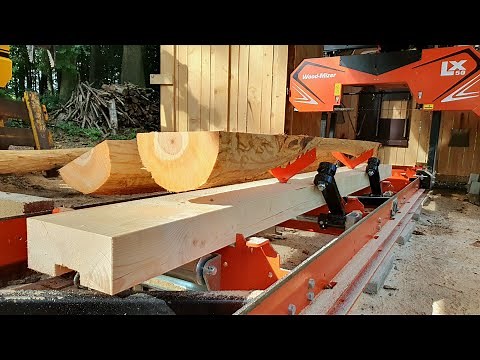 Schwachholz-Klemmen halbieren von Edelholz ab ~13cm, Woodmizer LX50, Schwachholzklemmleisten