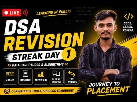🚀 DSA Revision Streak Day 1 | Arrays, HashMap, Prefix Sum & Sliding Window | Java