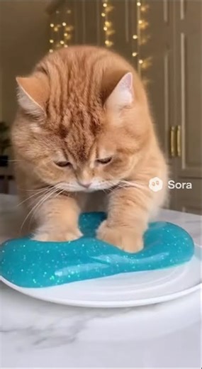 Cat with slime Asmr
