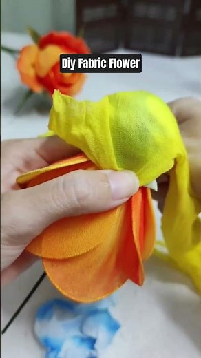 DIY Orange Rose Flower Tutorial | Easy Nylon Stocking Flower Making | Handmade Fabric Rose