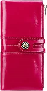 Amazon.com: shuainiu Women's RFID Blocking Wallet Soft Leather Clutch Money Ladies Purse Slim Card Holder Organizer Zip Pocket (3020-Rose red) : Clothing, Shoes & Jewelry