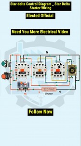 Star delta Control Diagram _ Star Delta Starter Wiring #ElectricalTips #DIYElectric #ElectricProject #HomeElectrical #TechTutorial #LifeHacks #ElectricalHack #StarDelta | 𝐄𝐥𝐞𝐜𝐭𝐞𝐝 𝐎𝐟𝐟𝐢𝐜𝐢𝐚𝐥