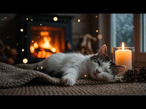 Restful Cat Music 432Hz 😺 Warm Crackling Fire Comfort For Cat Relaxation no ads