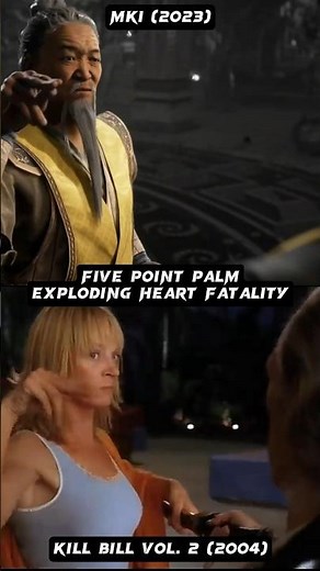 Shujinko Five Point Palm Exploding Heart MK1(2023) Fatality VS Kill Bill Vol.2(2004) #gaming #shorts