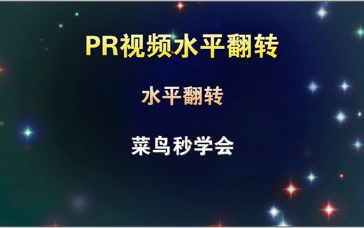 PR如何让视频水平翻转，菜鸟学会只要2分钟，教程通俗易懂