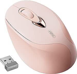 INPHIC Wireless Mouse Pink, 2.4G USB Rechargeable Wireless Mice Silent Click, Cute Portable Ergonomic Computer Cordless Mouse for Laptop Mac MacBook