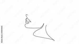Self drawing simple animation of single continuous one line drawing of female face. Beauty girl or woman portrait. Drawing by hand, black lines on a white background.