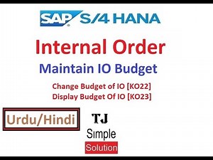 SAP-CO-IO-07 - Internal Order Budget in SAP S/4HANA [KO22] - Urdu/Hindi