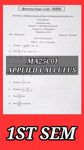 Applied Calculus (MA25C01)#annauniversity #appliedcalculus #calculus #m1 #maths#regulation2025#r2025