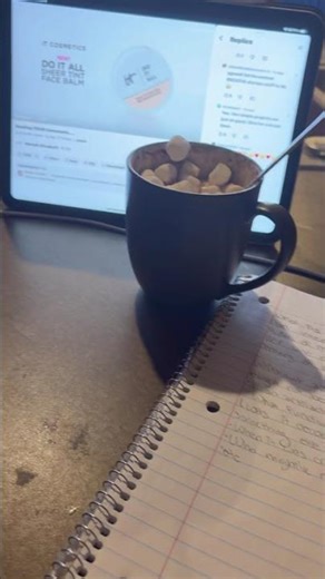 im taking a break from doing homework for a second to watch moriah elizabeth and drink hot chocolate