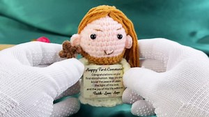 First Communion Gifts for Girls Boys 1st Communion Gifts for Catholic Goddaughter Kids Teens Holy Communion Handmade Positive Jesus Crochet Easter Basket Stuffers Communion Party Favors Decorations