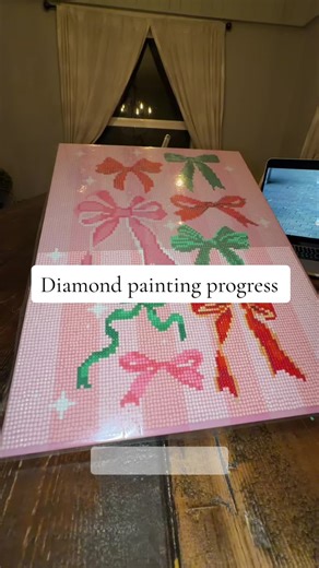 Diamond Painting Progress: Finishing the First Bow