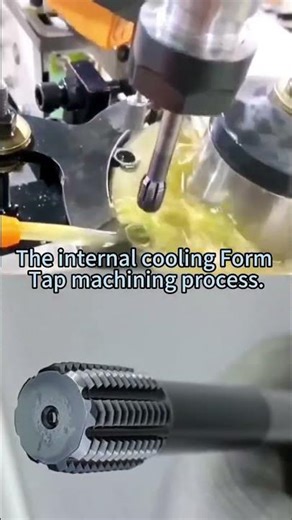 The internal cooling form tap machining threads process.#tappingtool #rollformtap #threadingtool