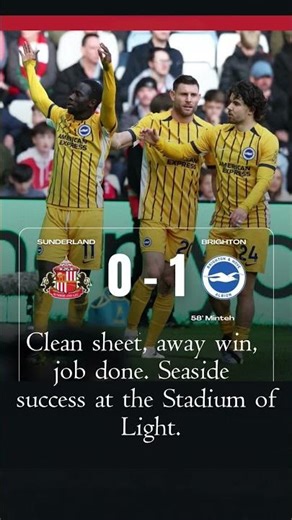 Clean sheet, away win, job done. Seaside success at the Stadium of Light. #epl Matchday 30