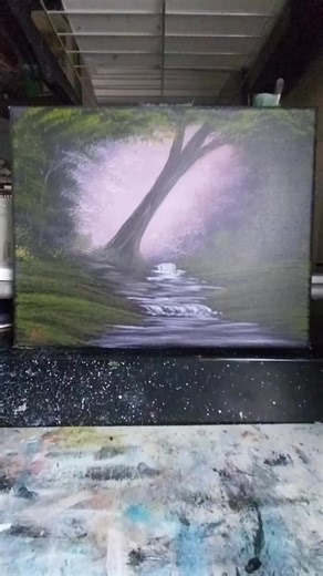 Bob Ross-Inspired Sunset Mountain Paintings