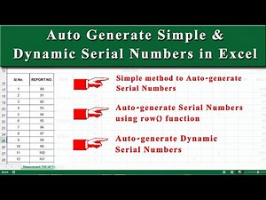 How to Auto Generate Serial Numbers in Excel 🔥🔥🔥