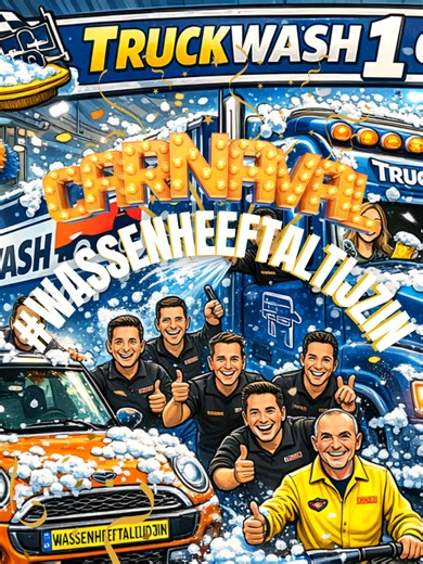 Alaaf en soppen maar! Dit is dé carnavalshit van 2026: #WASSENHEEFTALTIJDZIN van Truckwash 1 Group! Recht uit Brabant, vol schuim, confetti en liters feestvreugde. 🎭 De hit voor elke trucker, wasbaas en feestvierder. 💦 “Ge wit ut pas écht als ut glanst, hè jongen! 👉 Stream ‘m overal en deel ‘m met je collega truckers. 🔔 Luister het hele nummer nu via YouTube. #wassenheeftaltijdzin #truckwash1 #carnaval2026 #karnaval