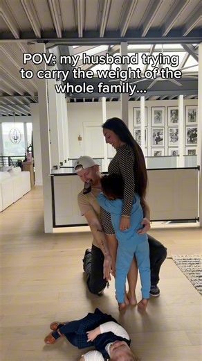 Ashley & Steven on Instagram: "These trends are going to unalive him. 😂 #behindthescenes #family #dadlife #husbandsoftiktok"