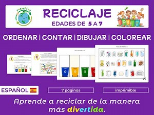 Recycling Worksheet – Spanish Eco-learning for Kids Ages 5-7 (digital Download) - Etsy