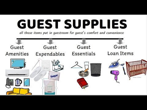 Guest supplies in hotel room; guest amenities/Expendables/Essentials/Loan items//Hotel Housekeeping