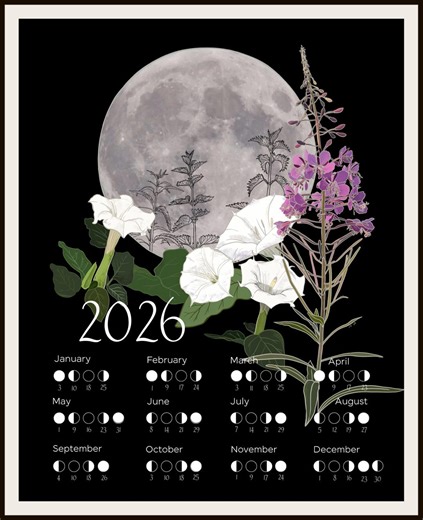 2026 Lunar Phase Wall Calendar - Etsy