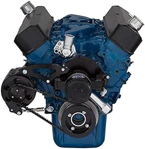 Black V-Belt Kit Replacement for Small Block Ford 289 302 Engines with Electric Water Pump; Alternator Only Applications; 4 Bolt Crank