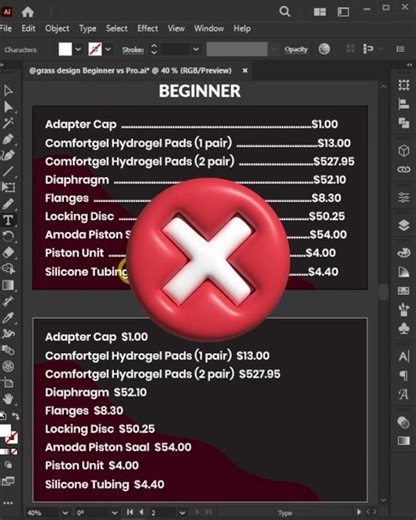 Use tab tool to align text properly in Adobe Illustrator #tips