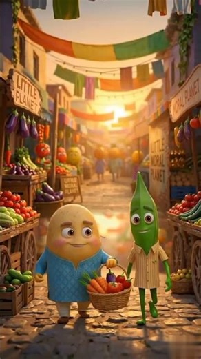 🥔🌿 Aloo aur Bhindi ki Sabzi Mandi Story | Imandari Ka Sabaq | Moral Cartoon Short