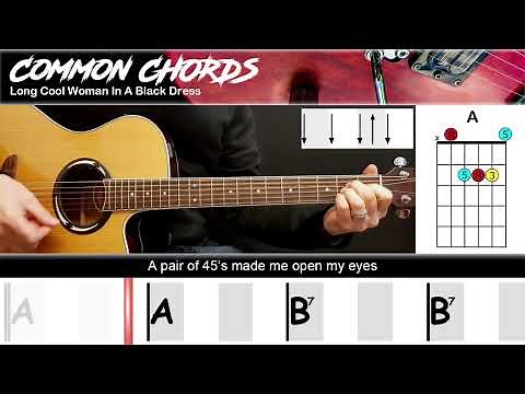 Long Cool Woman In A Black Dress - The Hollies | EASY GUITAR LESSON | Scrolling Chords & Lyrics