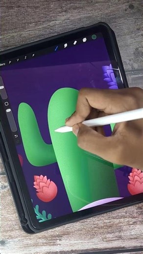 Vector style cactus #art #ytshorts #procreate #shorts #drawing #vectorart