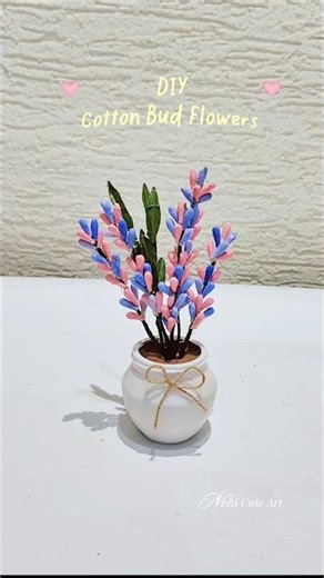 DIY Cotton Bud Flowers 🥀 #shortsvideo #diy #homedecor #craft #ytshorts