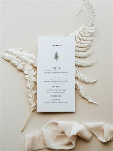 Editable Pine Wedding Menu Template, Printable Menu Cards, Modern Bridal Shower Menu Signs, Instant Download, DIY Menus - Etsy