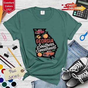 Georgia Southern Sweetheart Shirt Comfort Colors 1717 Peach Georgia Map Vintage Southern Tee Country Retro Gift for Women Men - Etsy UK