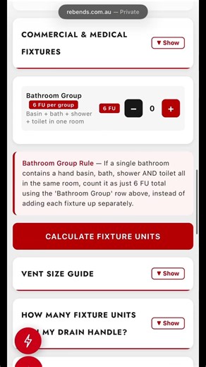 Fixture Unit & Venting Calculator