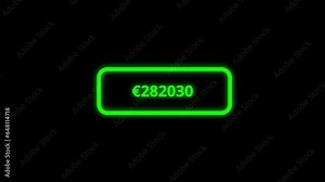 1 million euro counter animation. Animation counting to 1 million euros. Amount of money increasing. Currency counter motion graphic.