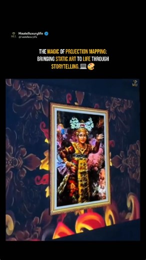 Hautelluxurylife on Instagram: "The Magic of Projection Mapping! 🎨✨ Imagine if a static painting on your wall suddenly came to life. ​This video demonstrates the incredible power of Projection Mapping (also known as Spatial Augmented Reality). It is a specialized projection technique that turns everyday objects—instead of just flat screens—into display surfaces for video. This can include irregular shapes like buildings, complex stage designs, or even a framed painting like the one shown here.