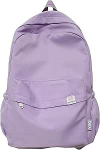 Cute Aesthetic Backpack Y2K Simple Solid Color Kawaii Backpacks Travel Laptop Backpack (Purple)
