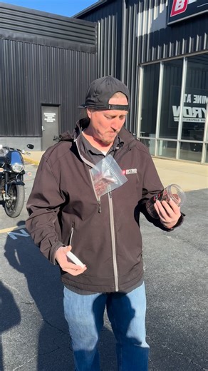 I stopped by Byron Outdoor Superstore to drop my bike off for some repairs and Ron Cleghorn just had to try some Dunn's Jerky #beefjerky #byronga | Chris Dunn