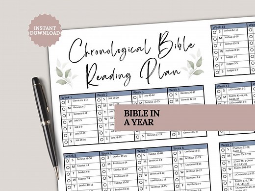 Chronological Bible in a Year Reading Plan Undated Printable Bible Study Scripture Guide Christian Devotional Journal Church Resource Pdf - Etsy