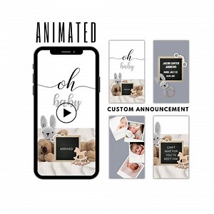 Animated Baby Announcement Video: Editable Canva Template (MP4, 1080P HD) - Etsy UK