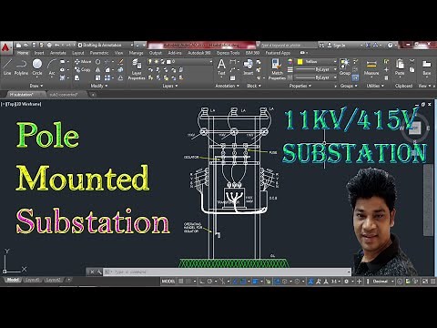 Pole mounted substation || 11kv/415v substation || pole mounted substation in AutoCAD