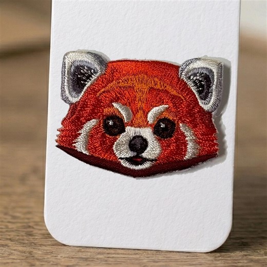 Red Panda Embroidered Patch: High Density Shiny Thread Iron-on Sticker - Etsy