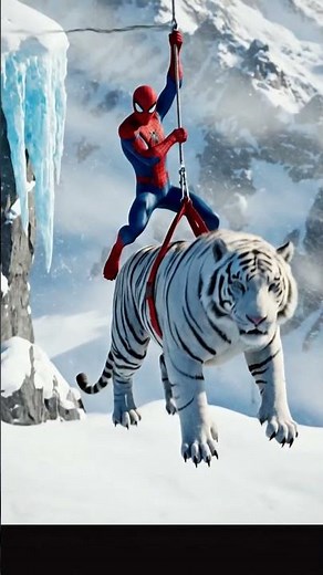🎬 Title:Spider-Man Saves the White Tiger on the Ice Peak