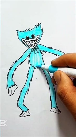 Drawing Huggy Wuggy Step by Step 🎨 #howtodraw #huggywuggy #arttutorial #gamingart #shorts