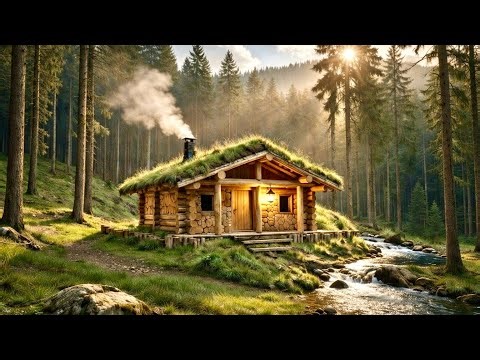 Built a Cozy Log Cabin in the Forest | Off-Grid Log Cabin Build Beside a River