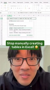 just comment “AUTOMATE” below to learn how to make Excel do the work for you ⤵️ Stop manually building tables in Excel — that’s the slow way. This new AI.Table function literally lets Excel create entire datasets for you in seconds. No Googling. No copy-paste. No cleanup. This is the kind of shortcut that makes people think you’re way better at Excel than you actually are. If you’re ready to automate reports, build smarter dashboards, and save 12 hours every week, just comment “AUTOMATE” below a