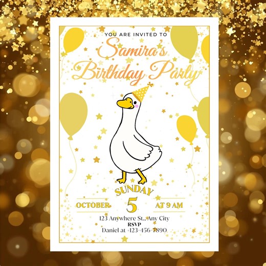 Editable Duck Birthday Invitation Template | Editable Kids Party Invite - Etsy