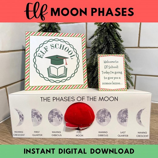 Printable Elf Moon Phases Props, Elf Moon Phases Scene, Elf School Props, Funny Elf Ideas, Christmas Elf Props, Instant Download Elf Scene - Etsy